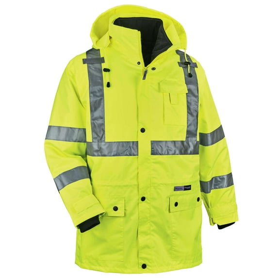Ergodyne GloWear 8385 Type R Class 3 4-in-1 Jacket, Lime, XL