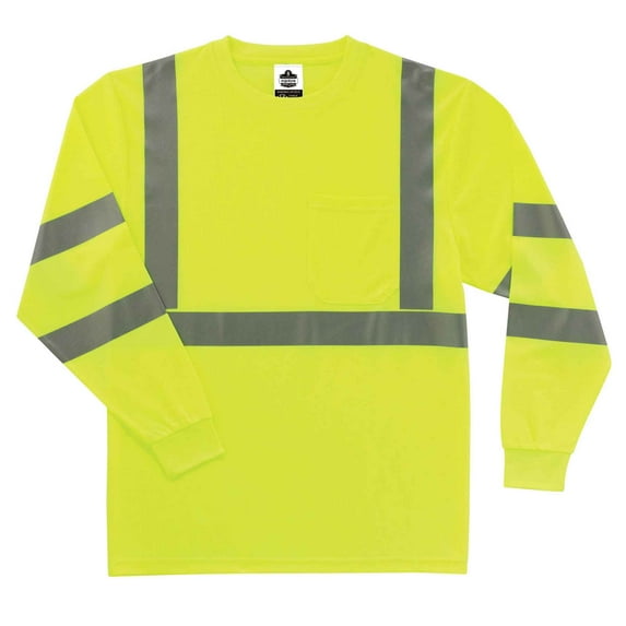 Ergodyne GloWear® 8391 Type R Class 3 Long Sleeve T-Shirt, Lime, L