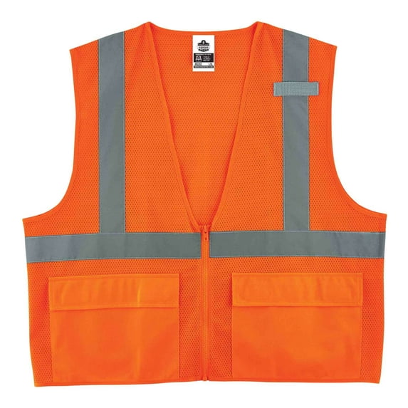 Ergodyne GloWearÂ® 8220Z Type R Class 2 Standard Mesh Vest, Orange, S/M