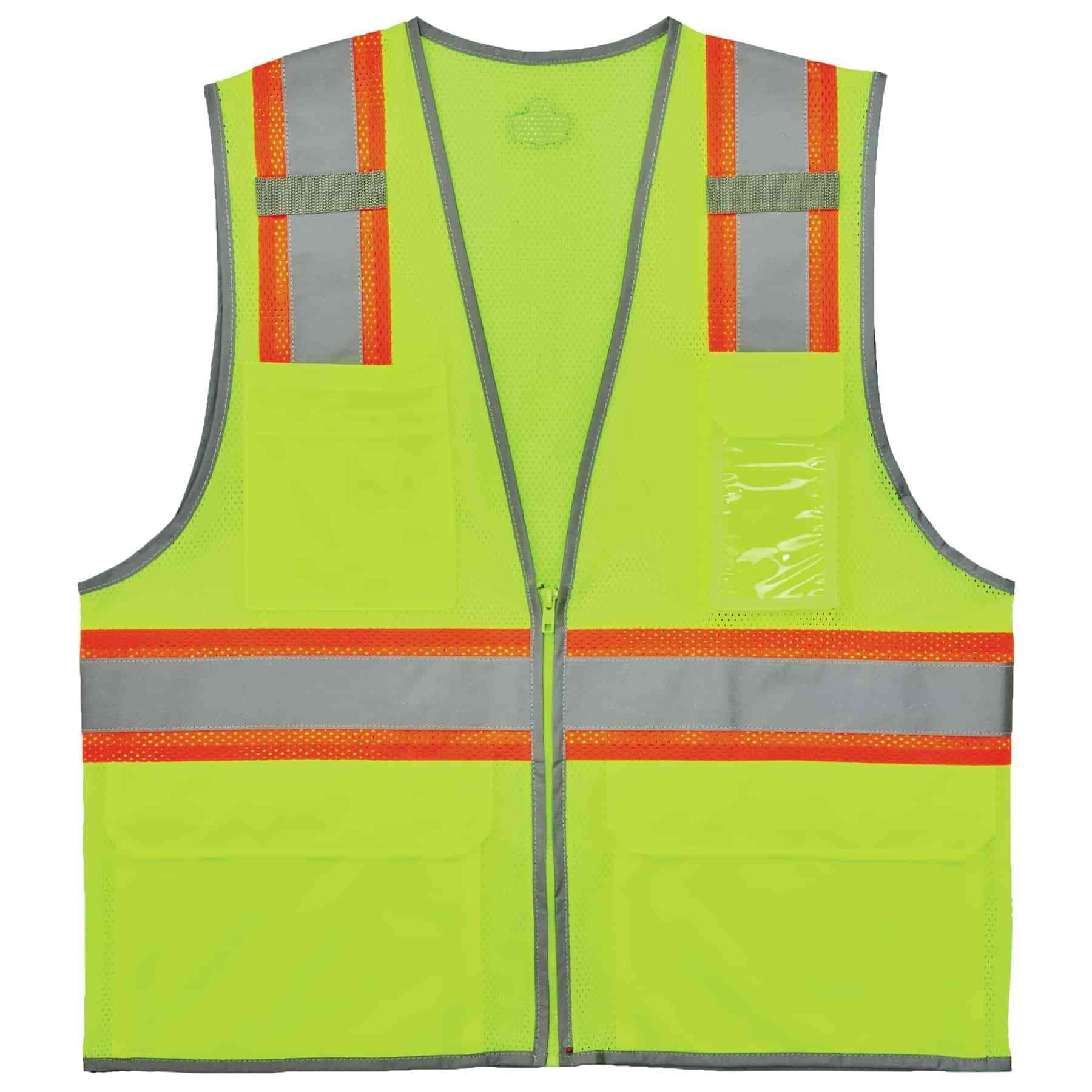 GloWear 8246Z Class 2 Two-Tone Mesh Reflective Binding Zipper Vest, Polyester, Large/XL, Lime, Ships in 1-3 Business Days GloWear 8246Z Class 2 Two-Tone Mesh Reflective Binding Zipper Vest, Polyester, Large/XL, Lime, Ships in 1-3 Business Days