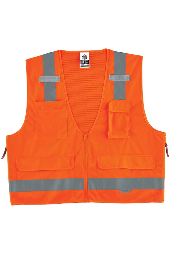 Glowear 8250Z Type R Class 2 Surveyors Vest, Orange, L/XL