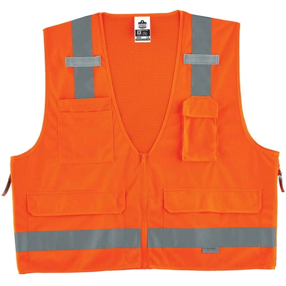 Ergodyne Glowear 8250Z Type R Class 2 Surveyors Vest, Orange, S/M