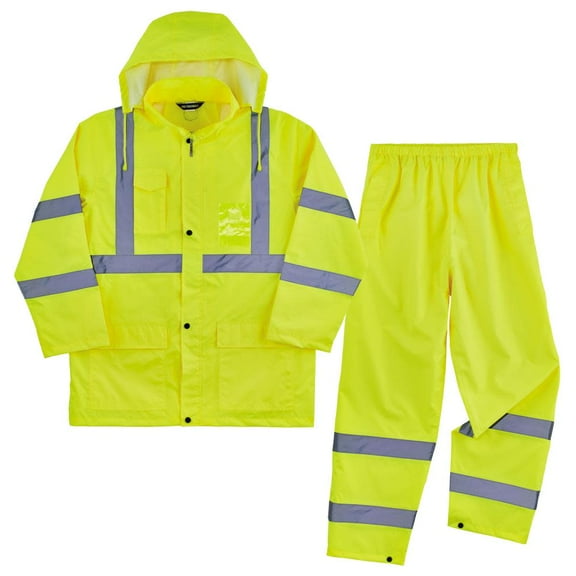 Ergodyne Glowear 8376K Lightweight Rain Suit Lime Large