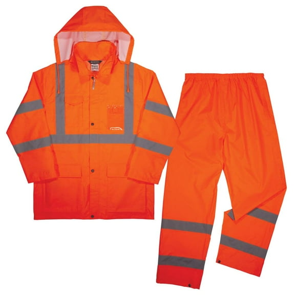Ergodyne Glowear 8376K Lightweight Rain Suit Orange Large
