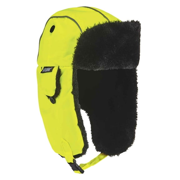 Ergodyne N-Ferno 6802 High Visibility Thermal Winter Trapper Hat, Lime, Small/Medium