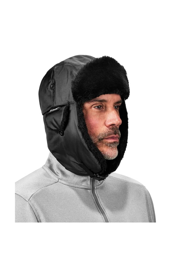 N-Ferno® 6802 Zippered Trapper Hat with Bump Cap Insert, Black, S/M Kit