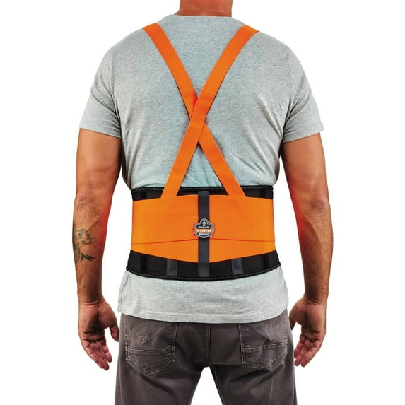 Ergodyne ProFlex® 100HV Economy Spandex Hi-Vis Back Support Brace, Orange, 2XL