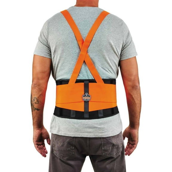 Ergodyne ProFlex® 100HV Economy Spandex Hi-Vis Back Support Brace, Orange, 3XL