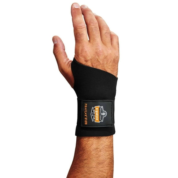 Ergodyne ProFlex 670 Ambidextrous Single Strap Wrist Support, Black, S