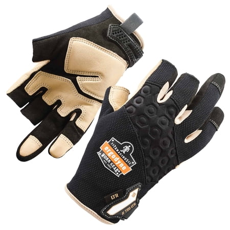 Ergodyne ProFlexÂ® 720LTR Heavy-Duty Leather-Reinforced Framing Gloves, Black, S