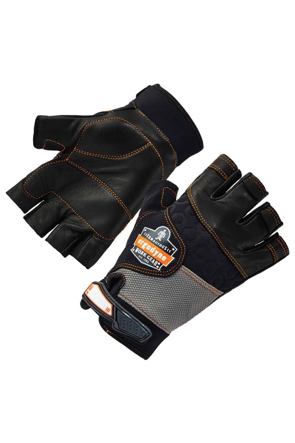 ProFlex® 901 Half-Finger Leather Impact Gloves, Black, L