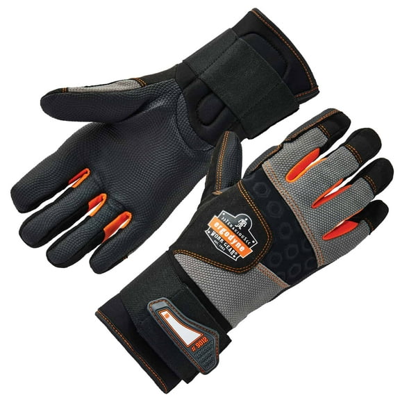 Ergodyne ProFlexÂ® 9012 ANSI/ISO-Certified Anti-Vibration Gloves + Wrist Support, Black, S