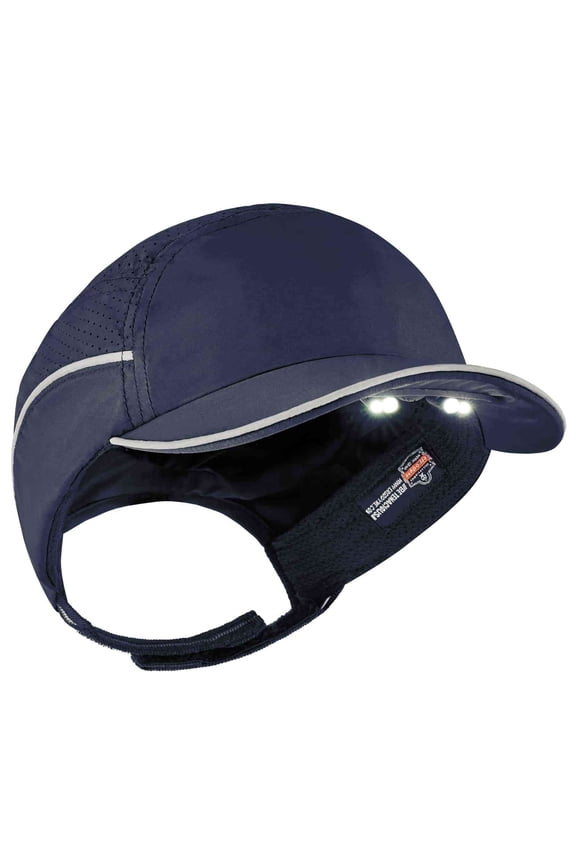 Skullerz® 8965 Lightweight Bump Cap Hat w/ LED Lighting, Navy, Short Brim