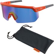 Skullerz AEGIR Anti-Scratch/Enhanced Anti-Fog Safety Glasses, Orange Nylon Impact Frame, Blue Mirror Polycarbonate Lens