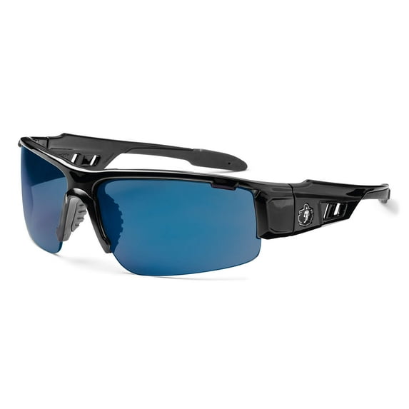 Ergodyne Skullerz Dagr Safety Sunglasses- Black Frame, Blue Mirror Lens