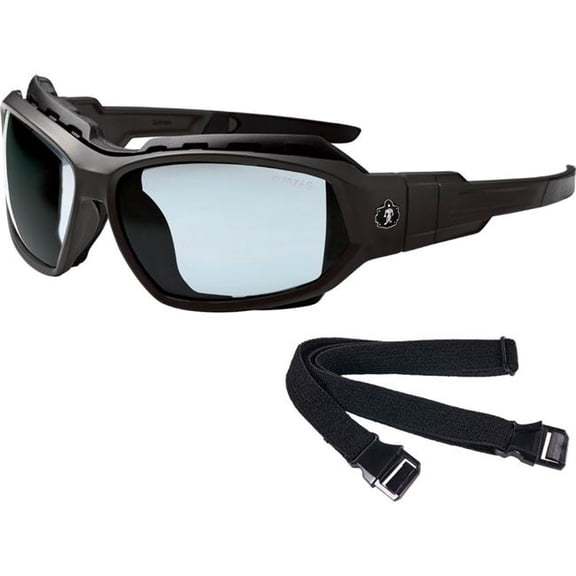 Skullerz LOKI Anti-Scratch/Anti-Fog Convertible Safety Spoggles w/ Strap, Black Nylon Impact Frame, Indoor/Outdoor Poly Lens