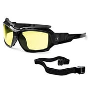Ergodyne Skullerz Loki Safety Glasses // Sunglasses, Black, Yellow Lens