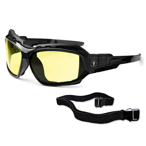 Ergodyne Skullerz Loki Safety Glasses // Sunglasses, Black, Yellow Lens