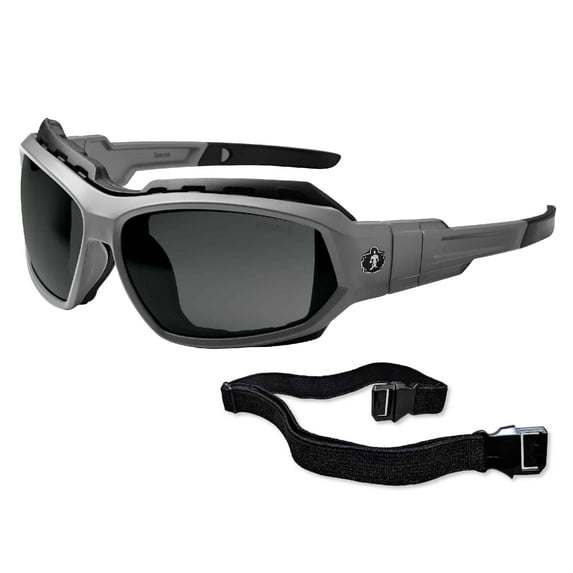 Ergodyne Skullerz® Loki Safety Glasses // Sunglasses, Matte Gray, Anti-Fog Smoke Lens