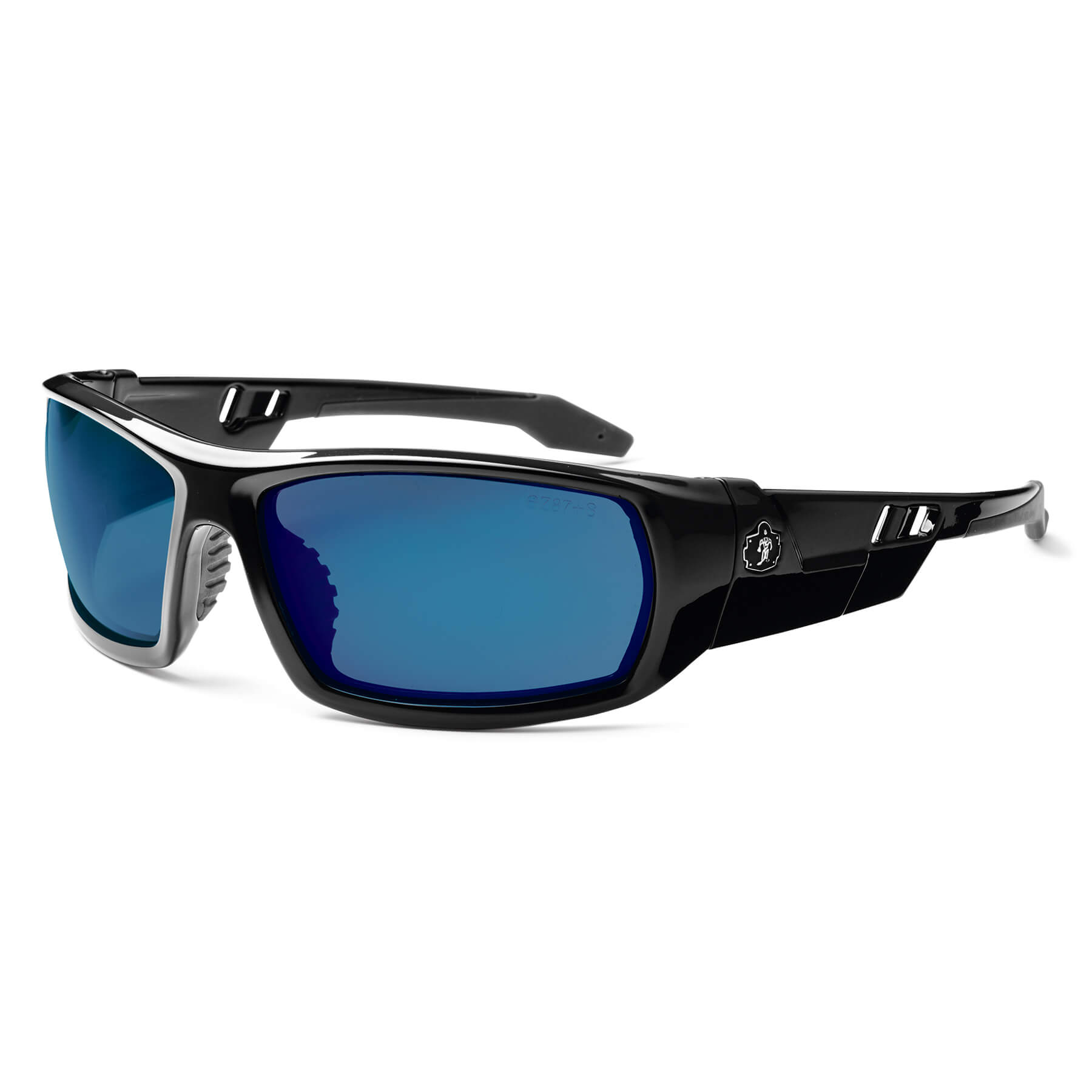 Ergodyne Skullerz Odin Safety Sunglasses- Black Frame, Blue Mirror Lens - image 1 of 2