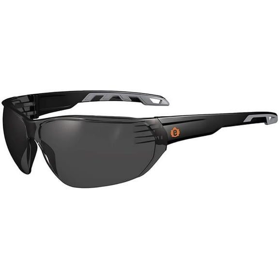 Skullerz Vali Frameless Safety Glasses, Matte Black Nylon Impact Frame, Smoke Polycarbonate Lens