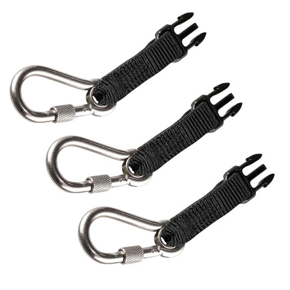 Ergodyne Squids 3025 Accessory Pack Retractables - SS Carabiners, Black, Standard
