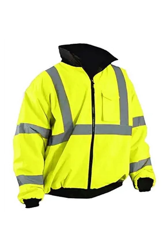 Ergodyne Unisex Adult Hi Vis Safety GloWear 8377 Type R Class 3 Lime Quilted Bomber Jacket, Large, Lime, Large US