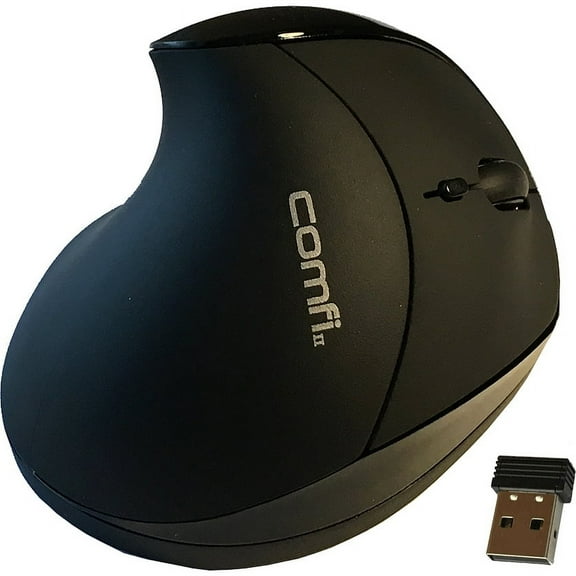 COMFI II WIRELESS ERGONOMIC COMPUTER MOUSE BLACK - Optical - Wireless - Black - USB - 2000 dpi - Scroll Wheel - 5 Button(s) - Right-handed - 1