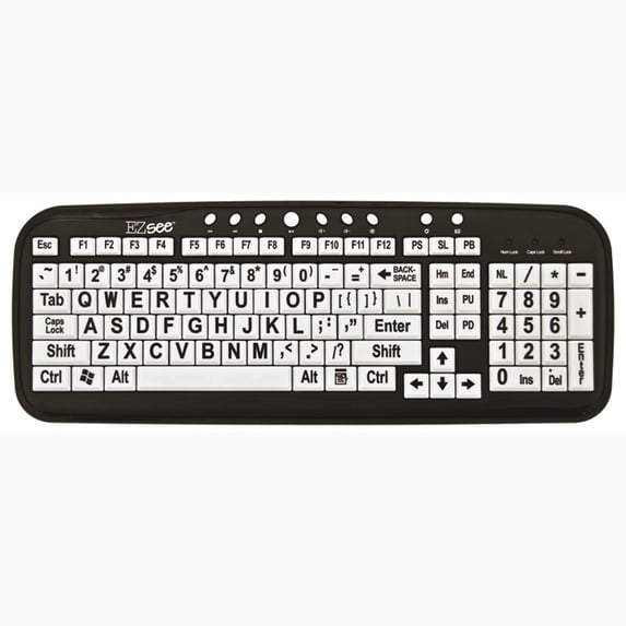 DataCal Low Vision Keyboard Large Black Print, White Keys CD1043