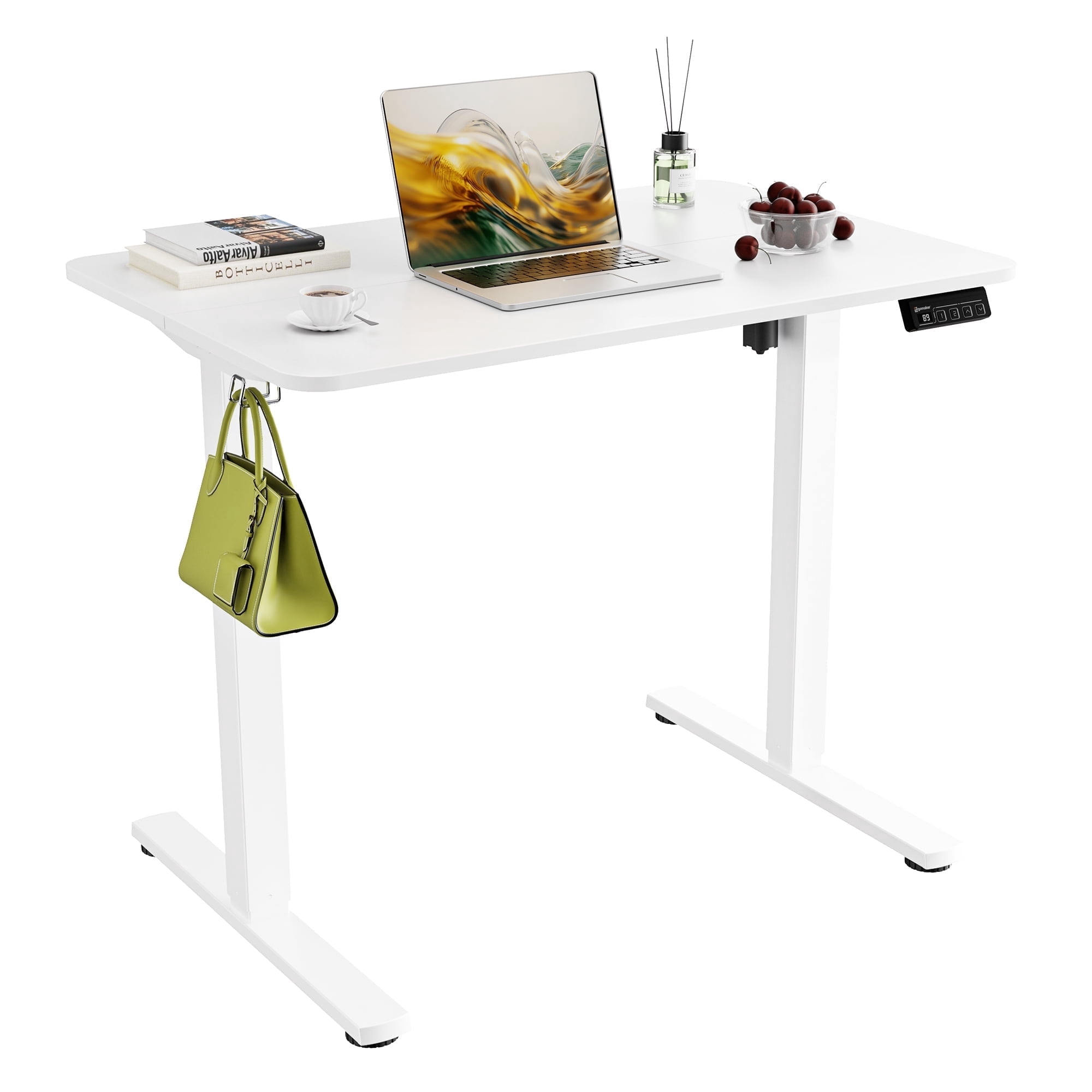 Ergomaker Electric Standing Desk，35" x 23.6" Height Adjustable Desk with Memory Preset for Adult,White