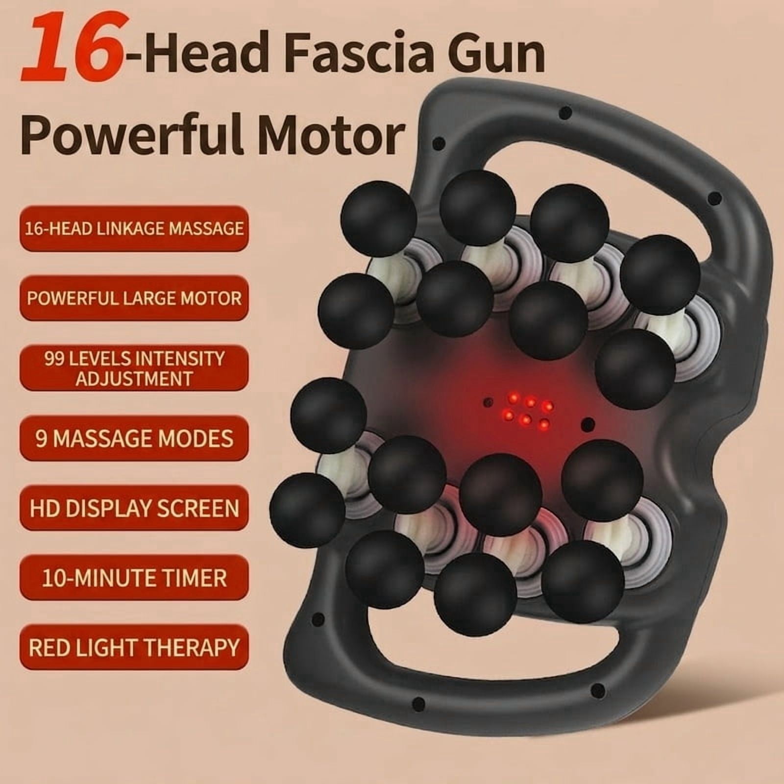 Ergonomic 16-Head Full Body Massager, 99-Speed Percussion Massage Gun, Portable Deep Tissue Massager for Back, Leg, Foot & Waist Relief