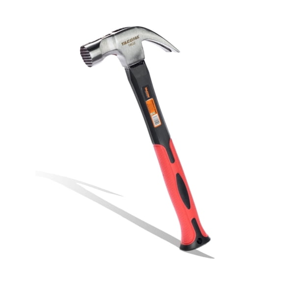 Ergonomic 16oz Fiberglass Claw Hammer with Magnetic Nail Puller Non-Slip TPR Grip, Plastic-Coated Metal, Perfect for Outdoor & Home Repairs, Great Gift for Fathers Day