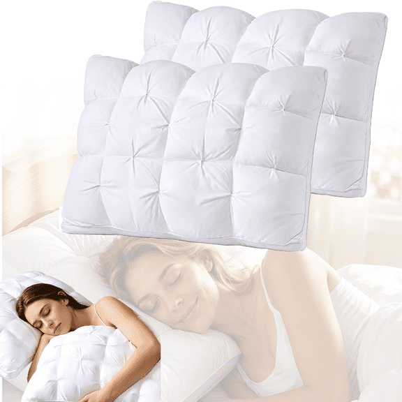 Ergonomic 3D Bread Shaped Down Pillows, Soft Plush Support Pillows for Side & Back Sleepers, Boost Comfort for Sound Sleep, 1.76 Lbs Each-2 Pcs, 2.2 lbs
