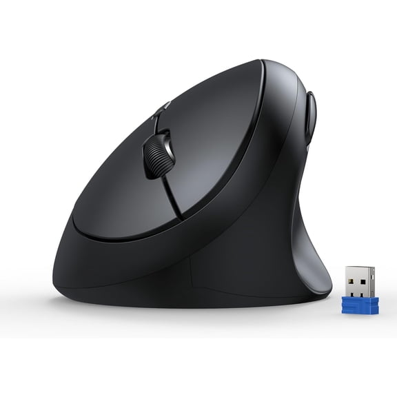 Ergonomic , 4800 DPI 5 Adjustable DPI Levels, Wireless Vertical , 6 Buttons, 2.4G Silent for Laptop, PC, Chromebook, Mac - Black