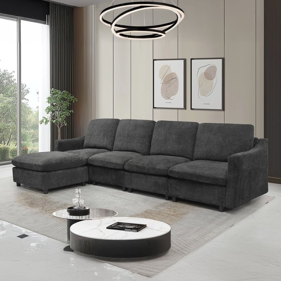 Ergonomic 5-seat Sectional Sofa / No Assembly Needed for Quick Use