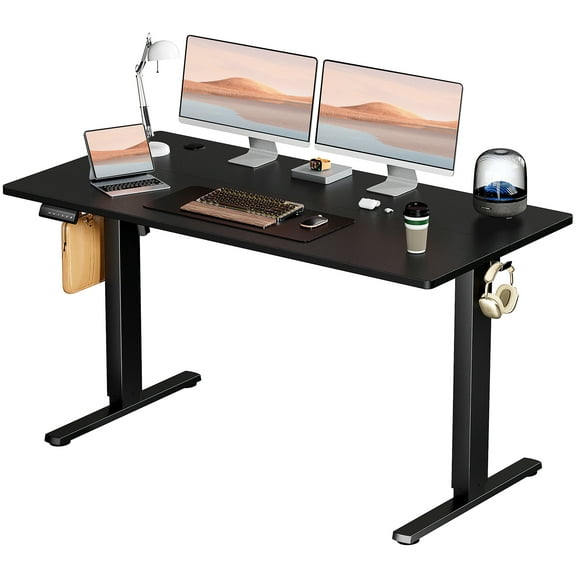 Ergonomic 55x24 Inch Electric Height Adjustable Standing Desk, Spacious Computer Workstation, Sturdy Durable Lift Table Ideal for Home Office and Daily Working Environment