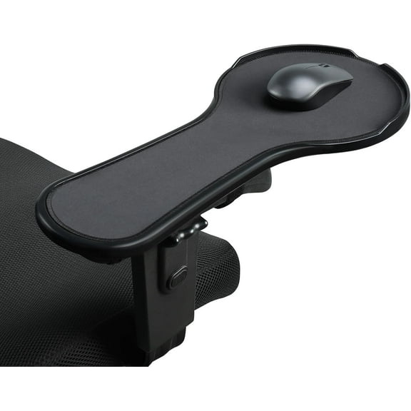 Ergonomic Adjustable Arm Rest Mouse pad for Chair, Mouse Extension Platform Tray with Mouse Baffle to Prevent Falling, Attaches to Chair, Black (Black(YYLL8326))