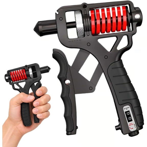 Ergonomic Adjustable H-Grip Hand Trainer, 11-330LB Grip Strength Trainer with Counter, Dual Spring Forearm Strengthener for Home, Gym and Office
