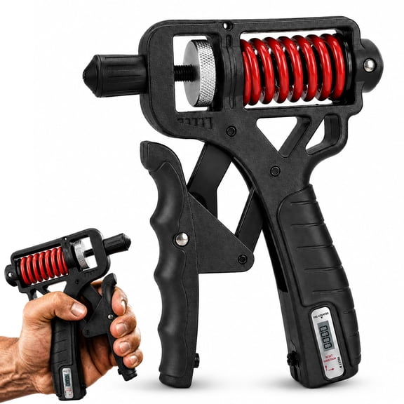 Ergonomic Adjustable H-Grip Hand Trainer with Counter | 11–350lb Hand Gripper with Alloy Frame, Titanium-Plated Spring and TPR Non-Slip Handles for Finger, Wrist & Forearm Training