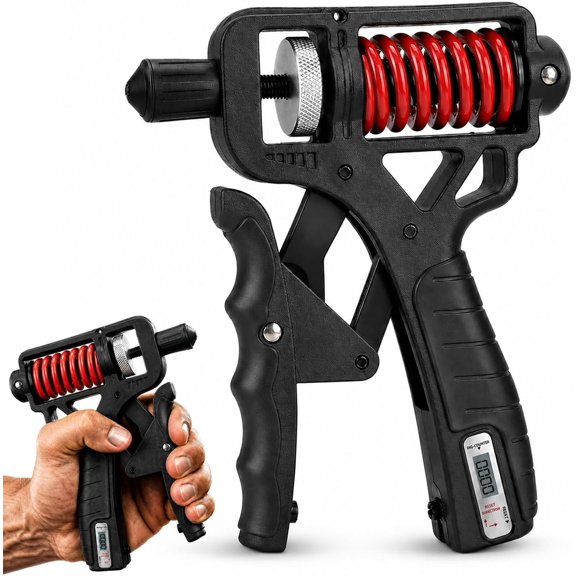 Ergonomic Adjustable H-Grip Hand Trainer with Counter | 11–350lb Hand Gripper with Alloy Frame, Titanium-Plated Spring and TPR Non-Slip Handles for Finger, Wrist & Forearm Training