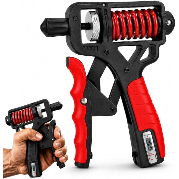 Ergonomic Adjustable H-Grip Hand Trainer with Counter | 11–350lb Hand Gripper with Alloy Frame, Titanium-Plated Spring and TPR Non-Slip Handles for Finger, Wrist & Forearm Training