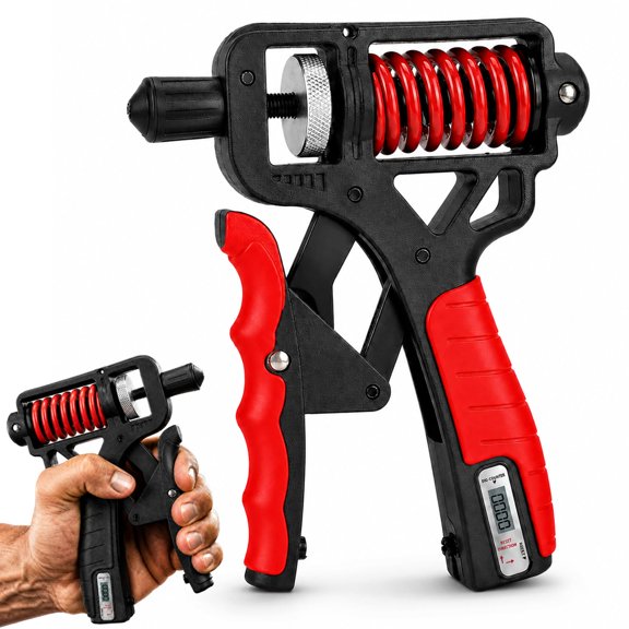 Ergonomic Adjustable H-Grip Hand Trainer with Counter | 11–350lb Hand Gripper with Alloy Frame, Titanium-Plated Spring and TPR Non-Slip Handles for Finger, Wrist & Forearm Training