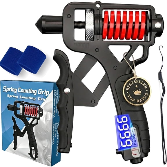 Ergonomic Adjustable H-Grip Hand Trainer – Forearm Strengthener with Counter, Adjustable 11-350 Lbs, TPR Non-Slip Handles, for Therapy & Strength Training