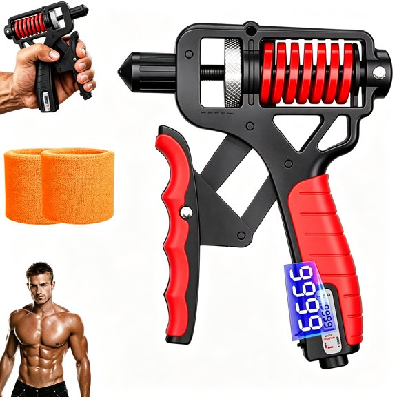 Ergonomic Adjustable H-Grip Hand Trainer – Forearm Strengthener with Counter, Ergonomic & Non-Slip Grip, High-Grade Steel Safety Hammer, Portable for Arm Exercise Rehabilitation