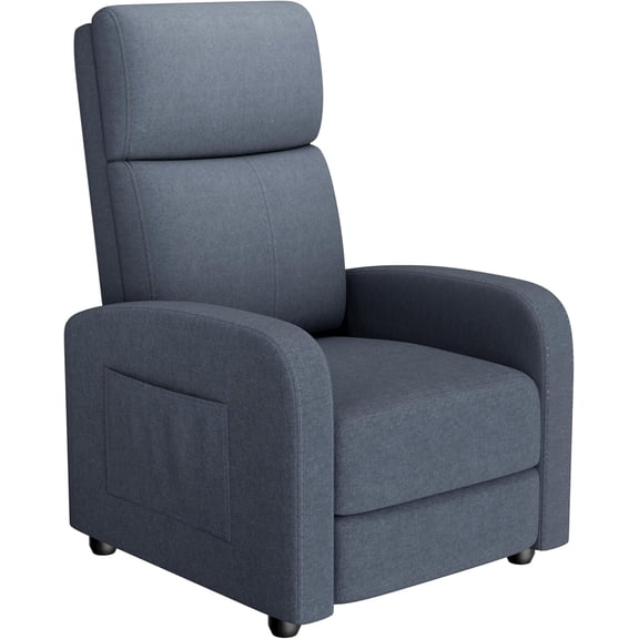 Ergonomic Adjustable Recliner Chair for Adults - Enhanced with Side Pocket, Tall Back, Light Blue