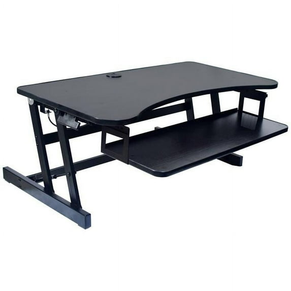 Ergonomic Adjustable Stand Up Desk Riser 32"W Pull-Out Keyboard Tray Black -