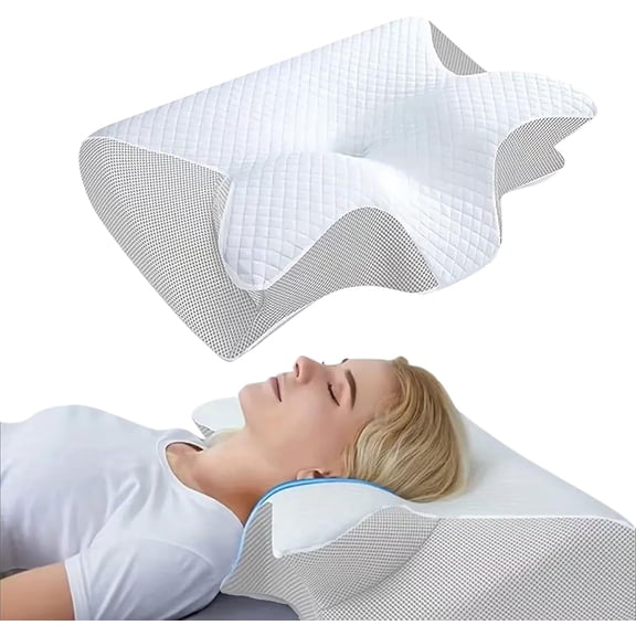 Ergonomic Airway Support Pillow for Snoring Relief, Orthopedic Contour Memory Foam Neck Cushion for Better Breathing & Deep Sleep