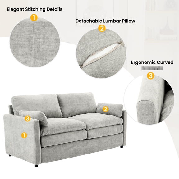 Ergonomic Armrests & Detachable Lumbar Pillow - Reading at Home, Enhanced Back Support