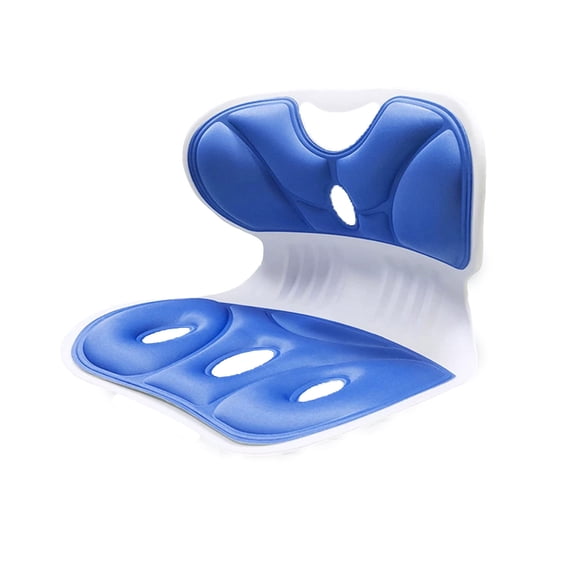 Ergonomic Back Support for Office Chair Cushion with Lumbar Pillow - Posture Corrector for Desk Chairs, Comfortable Memory Foam Seat Cushion for Lower Back Pain Relief (Blue)