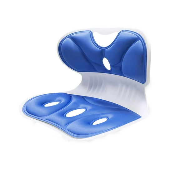 Ergonomic Back Support for Office Chair Cushion with Lumbar Pillow - Posture Corrector for Desk Chairs, Comfortable Memory Foam Seat Cushion for Lower Back Pain Relief (Blue)
